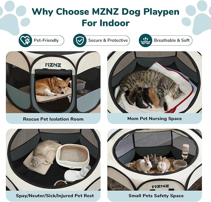Dog Cat Playpen, Portable Puppy Pet Crate Indoors for Small/Medium Dogs Cats Rabbits, Foldable Dog Cage Enclosure for Outdoor, Pop Up Dogs Tent Kennel with Carrying Case, Grey - Image 4
