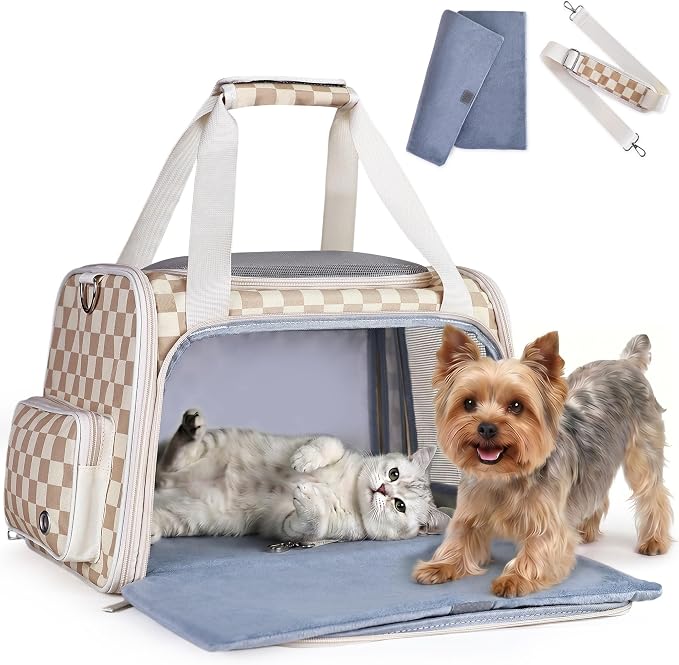 Homespon 34.5L Soft-Sided Cat Dog Carrier, Airline Approved Pet Bag | Collapsible Travel Bag with Removable Bed for Small Dogs & Cats by HOMESPON