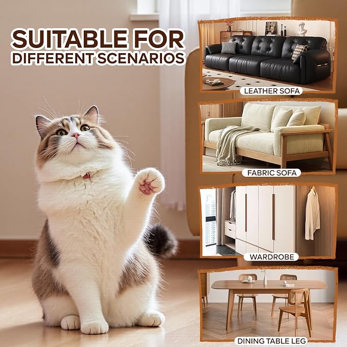 Anti Cat Scratch Furniture Protector for Leather Furniture, Easy-to-Apply & Removable Couch Protector from Cat Claws, Sofa Corner Guard Anti-Scratch Tape for Cats (12 Pack) - Image 4