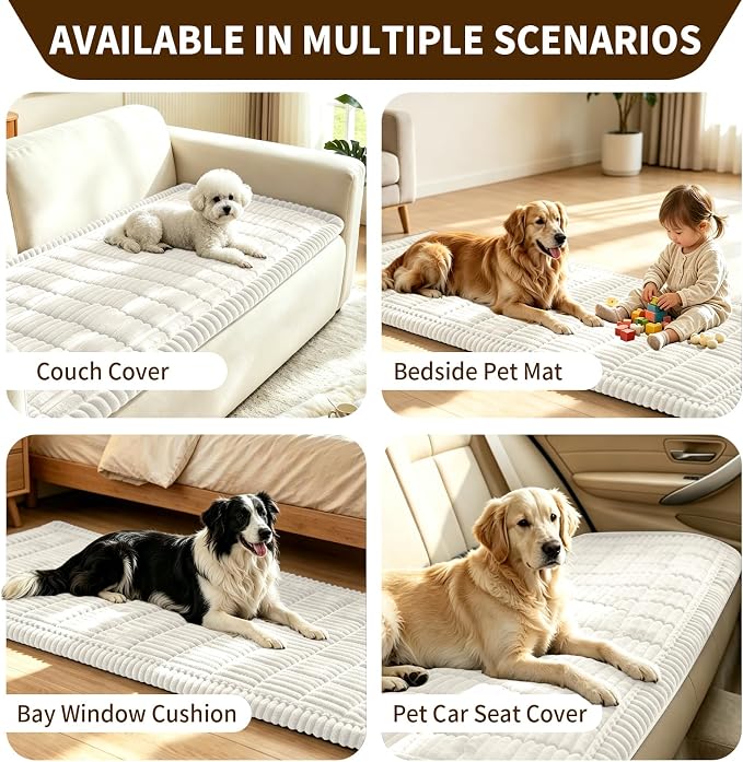 Leakproof Couch Cover for Dogs, Non Slip Washable Sofa Protector | Stain-Resistant Window Seat Cushions Chair Mat Car Seat Cover for Kids Pets (Off-White 27.6" x 59"+27.6" x 70.9") - Image 6