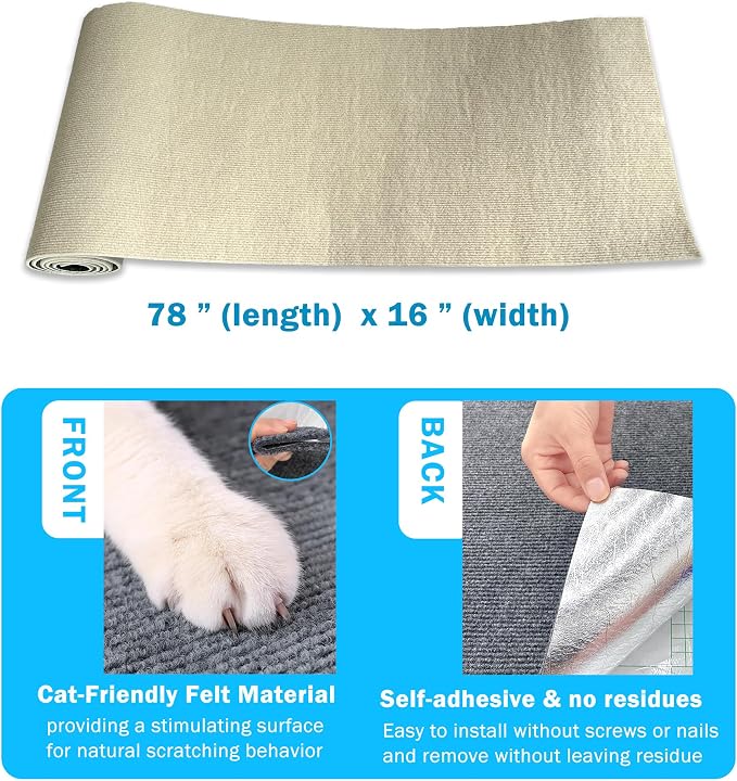 Self Adhesive Cat Scratch Mat to Protect Furniture from Claws Scratching | 16 x 78 in Couch Corner Protector,Customizable Size Scratch Pad - Image 5