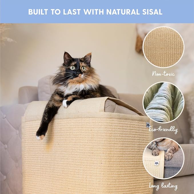 The Cat Ladies Cat Scratch Furniture Protector - 2-in-1 Side Anti Scratch Couch Protector - Adjustable Furniture Protectors from Cats Scratching - Sisal Couch Corner Guard Scratcher - Beige - Image 5