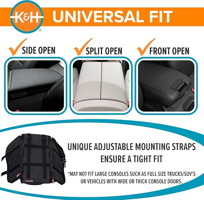 K&H Center Console Dog Car Seat for Small Dogs & Cats, for Pets Under 8 lbs | Front seat view, car seat for dogs, car dog seat, mesh top, safety tether - Image 6