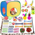 Retro Shaw Cat Toys for Indoor Cats Kitten, Cat Game Tunnel, 33 Pack | Interactive Kitten Toys Pack, Feather Wand Kit Balls Bell Springs Mice, Hide-and-Seek Self-Play for Bored Cats Chase by RetroShaw