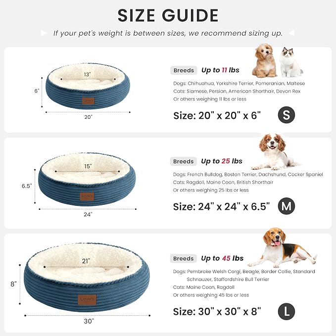 Love's cabin Round Donut Cat and Dog Cushion Bed, 24in Pet Bed for Small or Medium Dogs, Anti-Slip & Water-Resistant Bottom, Soft Durable Fabric Pet Beds, Washable Calming Cat Bed Dusty Blue - Image 4