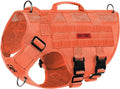 OneTigris No Pull Tactical Dog Harness for Large Dogs, Mesh Design Breathable Service Dog Vest with Handle, Military Dogs Vest Harness with Molle Panels for Walking Hiking Training (Orange, Large) by OneTigris