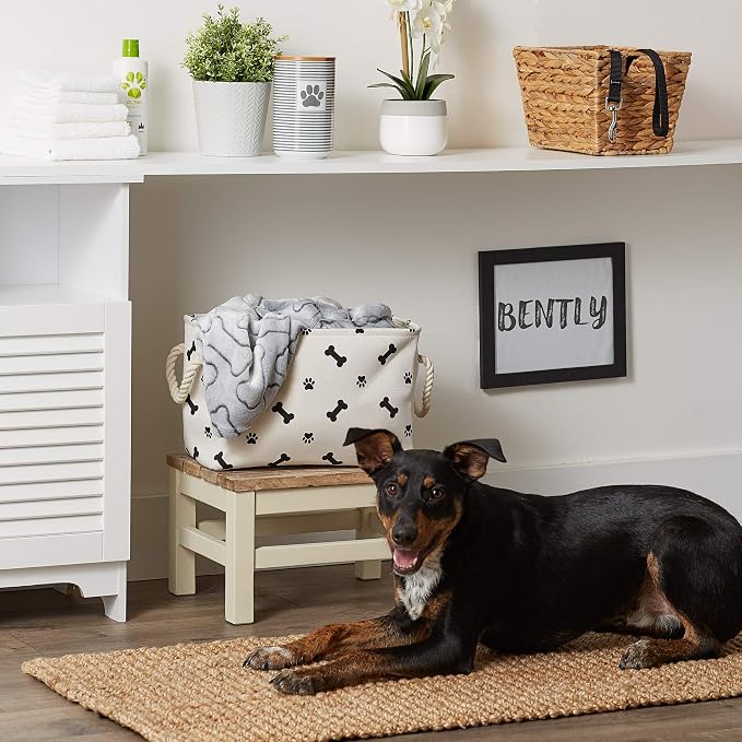 Bone Dry Pet Storage Collection Paw and Bone Print, Small Rectangle, 14x8x9", Black - Image 4