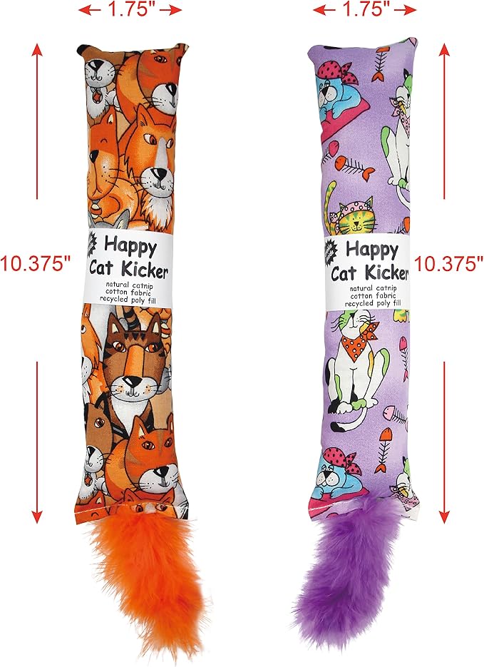 Jumpaws 2 Pack Natural Interactive Catnip Cat Kicker with Feathers, Bite Resistant Chew Toy, Crinkle Kicker, Accessories for Indoor Cat - Image 7