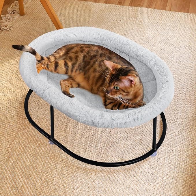 Zoratoo Elevated Cat Hammock, Fluffy Cuddle Cat Bed for Multiple Cats | Portable Raised Pet Bed, Sturdy Metal Frame, Detachable Washable Cover, Oval Shape Cuddle Bed for Sleeping Kittens - Image 7