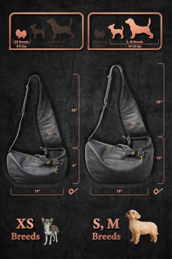 Noah & Paw Dog Sling Carrier for Small Dogs 5-18lb, Dog Sling for Small Dogs and Cats, Dog Carrier with Adjustable Padded Strap, Vegan Leather Lined with Fur, 3X Safety Features, Machine Washable - Image 4