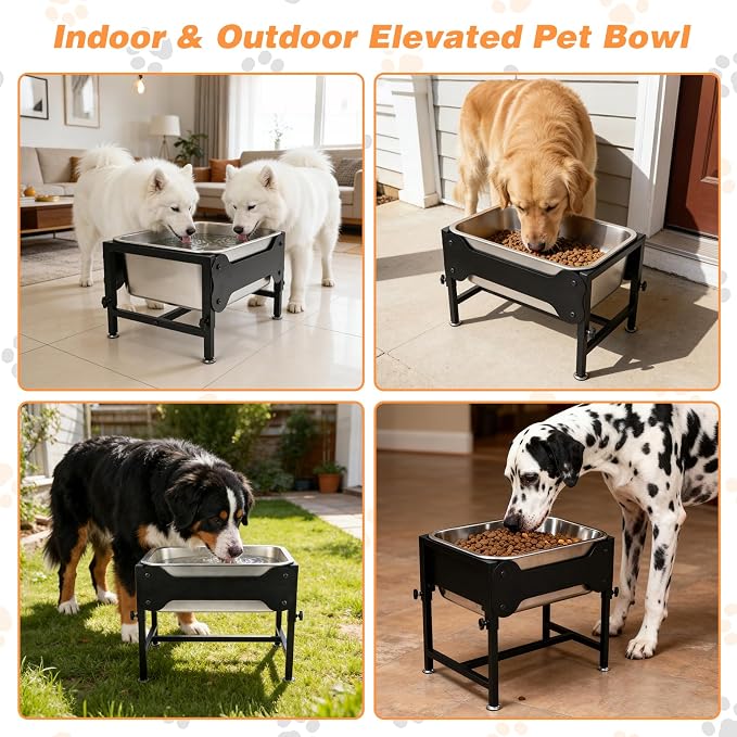 4 Gallon Elevated Dog Water Bowl, 4-Height Stand for Large Dogs | 4 Gallon Stainless Steel Bowl, 4 Heights 9.65-15.16 in, Non-Slip Feet, Indoor Outdoor Use, Easy-Clean Surface, Large Breeds - Image 7