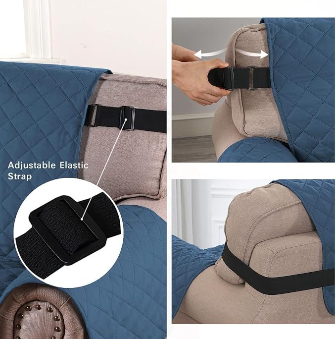 H.VERSAILTEX Water Repellent Sofa Cover Couch Cover Sofa Slipcover for Dogs Couch Protector Reversible Sofa Slipcover for 3 Cushion Couch Furniture Protector for Pets(Sofa, Dark Blue/Beige) - Image 4