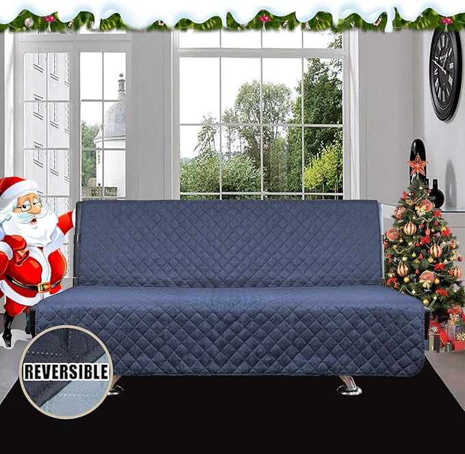 Easy-Going Reversible Couch Cover, Large Futon Sofa, Dark Blue/Light Blue | Machine Washable Slipcover For Dogs, Water Resistant Furniture Mat For Living Room, Non-Slip Sofa Cover, Pet Friendly - Image 2