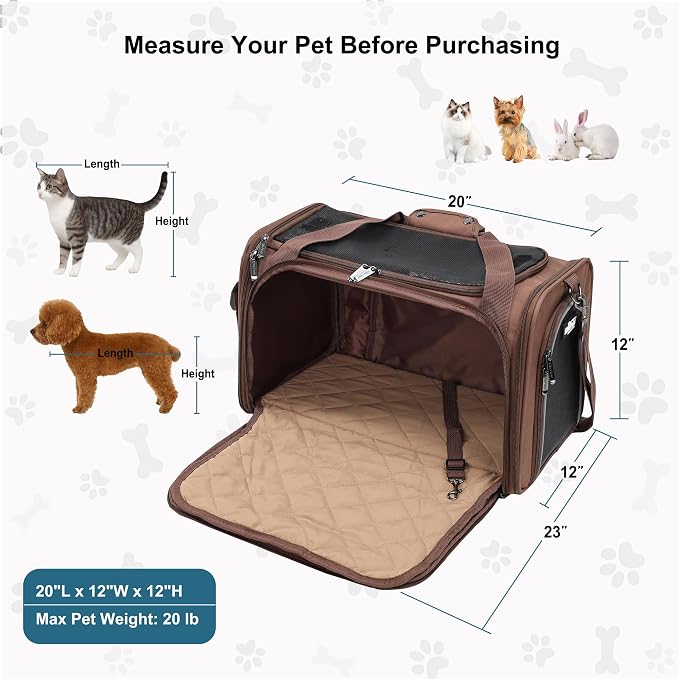 EliteField Deluxe Soft Pet Carrier for Cats and Dogs (3-Year Warranty) | Airline Approved, Waterproof Fabric, Scratch-Resistant Mesh, Expandable Mat, Built-In Leash, Suitcase Sleeve, Seat Belt Loops - Image 6