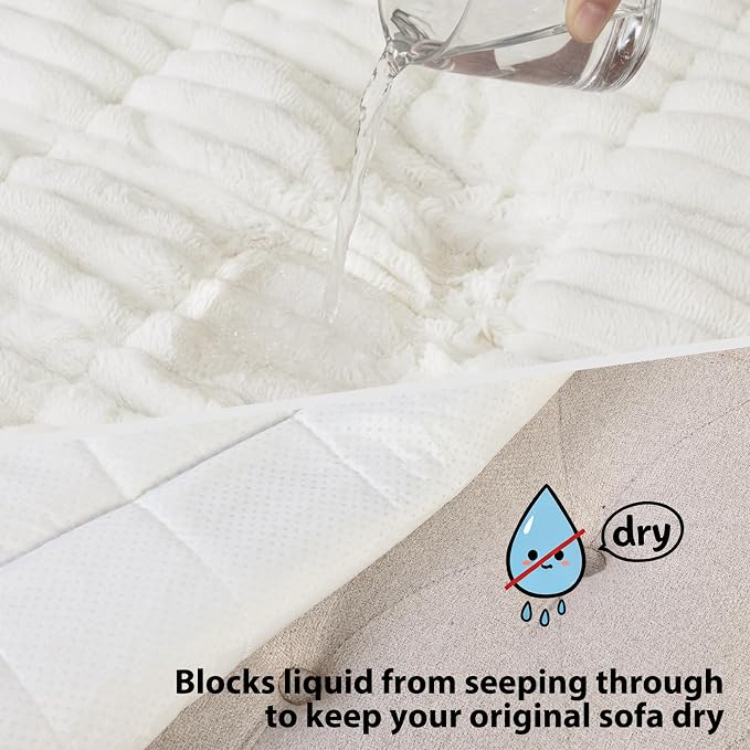 Fixwal Waterproof Flannel Dog Couch Cover, 27.6" x 70.9", White | Integrated TPU Barrier, Non-Slip Backing, Machine Washable, Pet Friendly, Easy Clean Pet Hair, Soft Sofa Cushion Protector - Image 2