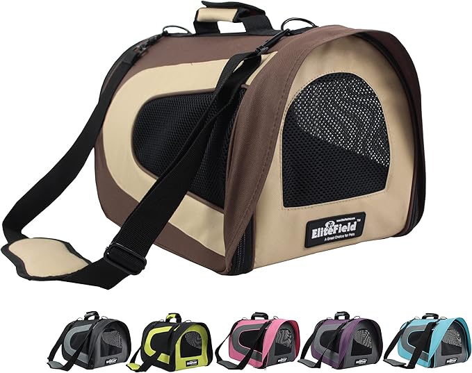 EliteField Deluxe Soft Pet Carrier for Cats and Dogs (3-Year Warranty) | Airline Approved, Waterproof, Plush Bed, Built-In Leash, Adjustable Shoulder Strap, Foldable by EliteField