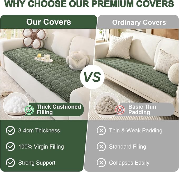 OstepDecor Couch Cover for Dogs, Washable Non Slip Sofa Cover for Pets | Soft Couch Covers for Sofa, Loveseat and Sectional, Furniture Protector Against Pet Hair & Dirt (35.4" x 82.7", Moss Green) - Image 7