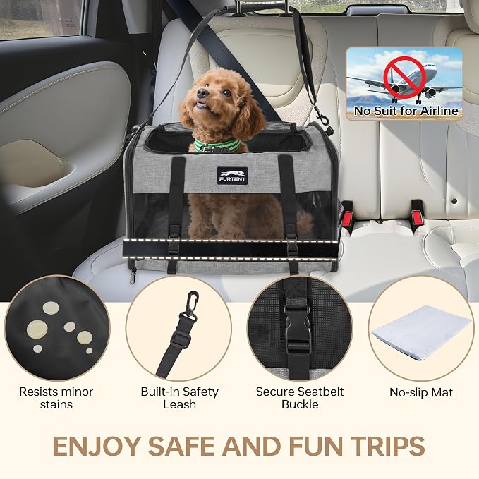 Soft Cat Carrier, Large Foldable Pet Carrier with Four-Sided Breathable Mesh, Safety Leash Included, 20 x 13 x 13 Inches, Travel Bag for Cats & Small Dogs, Grey - Image 2