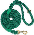 5 FT Handmade Rope Dog Leash for Small Medium and Large Dogs | Soft and Comfortable Grip, New Golden Heavy Duty Metal Clasp, Dark Green by PetsGoodFriend