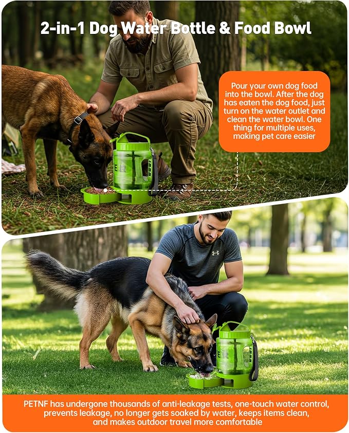 Portable Dog Water Bottle Bowl - 77 oz Travel Water Bowl Dispenser for Dogs Leak Proof, Suitable for Large Pet Drinking, A Must Have for Outdoor, Camping, Walking, Beach, Hunting Other Scenes （Green） - Image 6