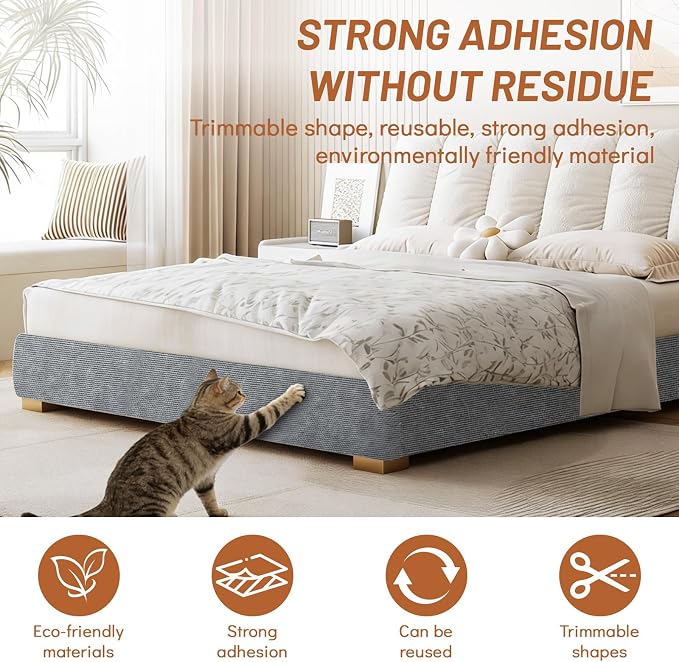 78.7" x 15.8" Cat Scratch Furniture Protector | Trimmable DIY Self-Adhesive Strong Adhesion, Won't Fall Off, Easy to Use, Leaves No Residue, for Couch, Sofa, Wall & Door - Image 6
