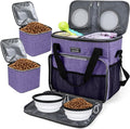 BAGLHER Dog Travel Bag, Pet Travel Bag (ALL Pet Travel Supplies), With 2 Pet Food Containers and 2 Collapsible Silicone Bowls; Essential Kits for Pet Travel Purple by BAGLHER