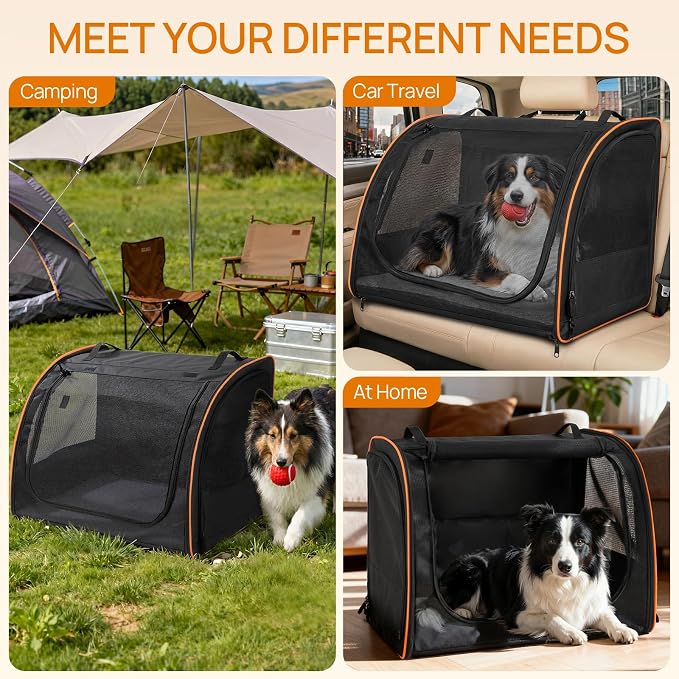 Dog Car Seat, Enclosed Carrier for Pets Travel Safety Dog Crate Soft-Sided Covered Car Kennel Carrier for Backseat for Medium Dogs - Image 6