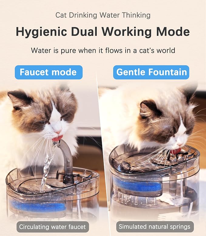 Cat Water Fountain Animal Water Dispenser 61OZ/1.8L Automatic Pet Drinking Fountain with 3 Filter Replacement 1 Pump 1 Cleaning Brush kit 1 Silicone Food Mat 1 Adapter for Cats Kitty Indoor - Image 3