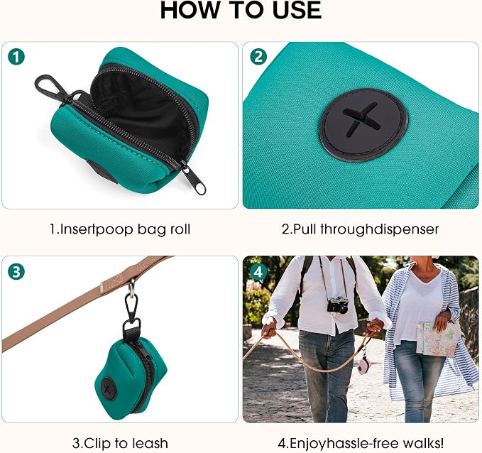 Wolfone Dog Waste Bag Holder Leash Poop Bag Dispenser with Secure Clip | Secure Clip Design Durable & Odor-Free Universal Bag Fit Lightweight & Portable Stylish Color Options - Image 4