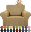 KEKUOU Stretch Chair Sofa Slipcover, Single Couch Cover,Tan | 1-Piece Washable Sofa Cover,Pet Friendly (31"-55") Furniture Protector Soft Jacquard Elastic Bottom for Dogs & Kids by KEKUOU