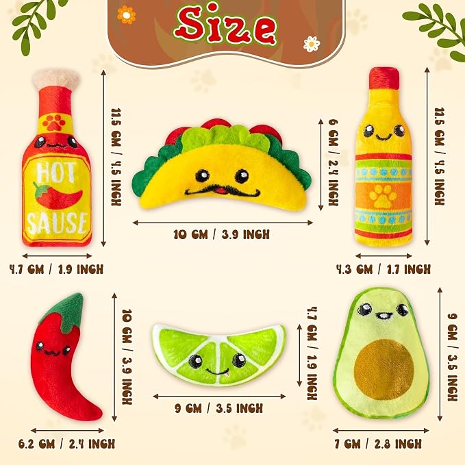 L1rabe Mexican Catnip Stuffed Toys - 6P Black Cat Appreciation Day Carnival Funny Cat Toys for Cat Lovers Gifts, Cute Taco Hot Sause Avocado Lime Indoor Kitten Chew Bite Kick Interactive Pet Supplies - Image 2