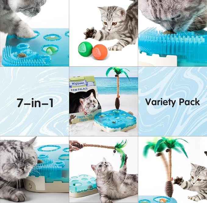 Migipaws Paw Palace Replacements,3 EVA Balls,1 Catnip Ball,2 Coconut Tree Teaser Pole Feather Accessories,Cat Ball Toys - Image 5