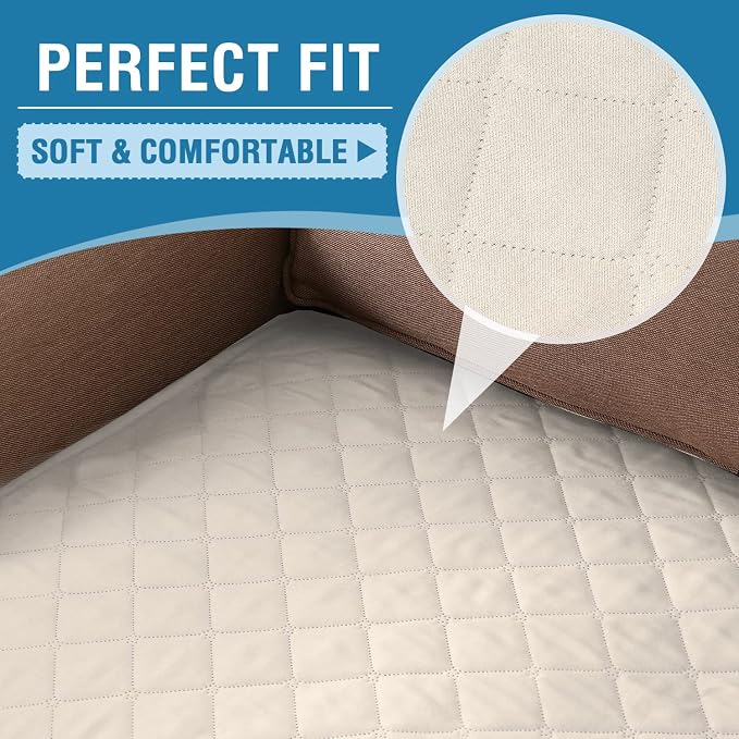 H.VERSAILTEX Couch Cover for Dogs Washable 100% Waterproof Sofa Cushion Cover Dog Bed Cover Non-Slip Pet Blanket for Sofa Cushion Protector, 35"x62", Ivory - Image 7