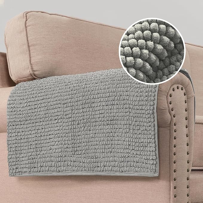 H.VERSAILTEX Plush Chenille Couch Armrest Cover 2 Packs Thick and Soft Sofa Covers Furniture Protector Cover for Pets (27.5" x 27.5", Dove) - Image 8