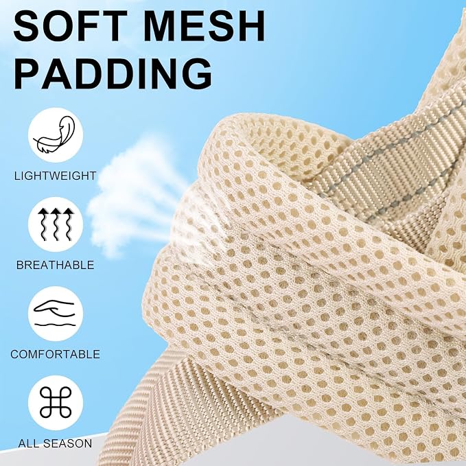 BEAUTYZOO Small Dog Harness and Leash Set, No Pull Step in Puppy Vest | Breathable Mesh with Handle, Reflective, Adjustable No Choke Escape Proof, Lightweight, Easy Control for Walking, Beige XXS - Image 2