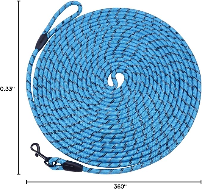 Long Dog Leash for Training 30Ft-Reflective Nylon Rope with Swivel Hook-Recall Agility Lead for Large Small Medium Dogs Outside Walking Hiking-Sky Blue - Image 7