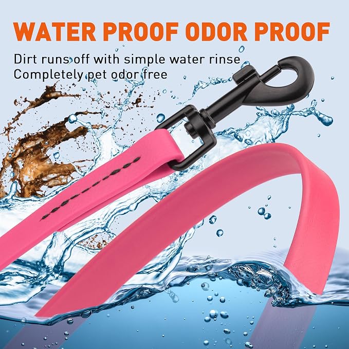 Dogline Biothane Waterproof Dog Leash 2/4/6 Ft Strong Coated Nylon Webbing with Black Hardware Odor-Proof Easy to Clean High Performance for Small or Large Dogs Made in USA, Passionfruit Pink - Image 6