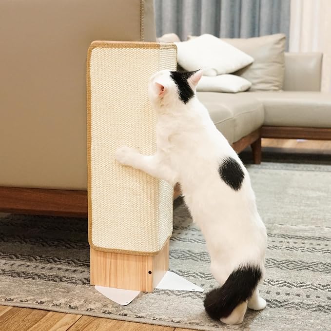 PETKARAY Couch Corner Cat Scratcher, 22" Corner Scratching Post Wall Scratcher, Sisal Furniture Protector for Sofa with Reversible Base, Small by PETKARAY