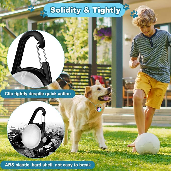 Clip-On Dog Collar Light for Night Walking, 4 Modes, Rechargeable, 2 Pack | IP68 Waterproof Dog Light for Camping, Hiking, Cycling, High Capacity LED Light Up Dog Collar - Image 6