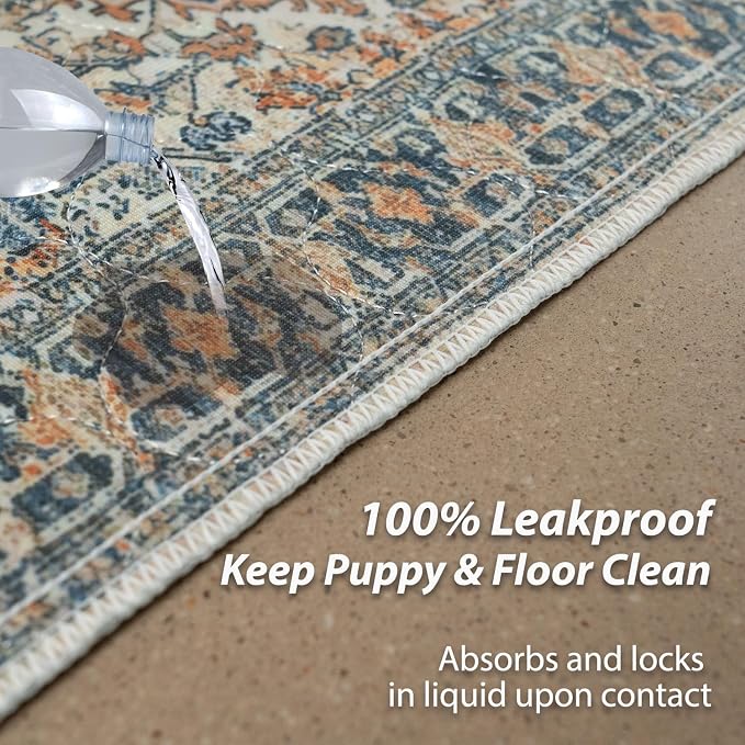 nunubaby Washable Pee Pads for Dogs, Stylish, Non-Slip and Leak-Proof Pee Pads. Reusable Potty Pads for Dogs for Crates and Floors.(Beige/Multi, 24" x36" ) - Image 3