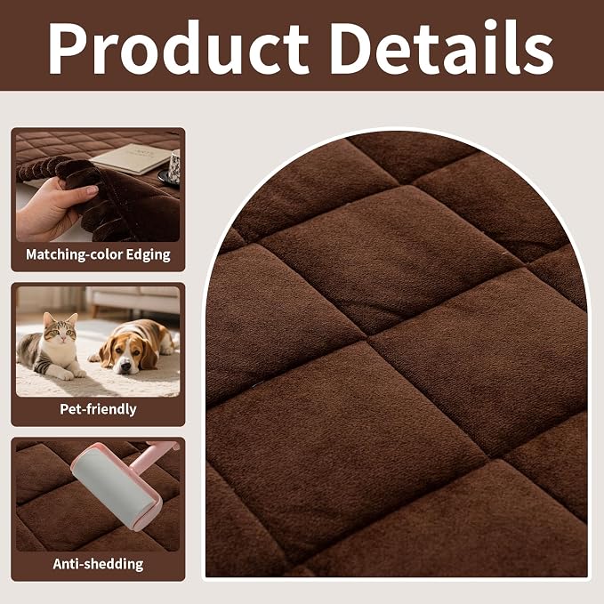 Couch Covers for Dogs, Pet Couch Covers for Loveseat, Couchs Protector for Dogs, Sofa Cover for Pets Washable, Dog Cover for Couch, Velvet Couchs Protector for Pets(1PC,Dark Brown,27.6"×70.8") - Image 3