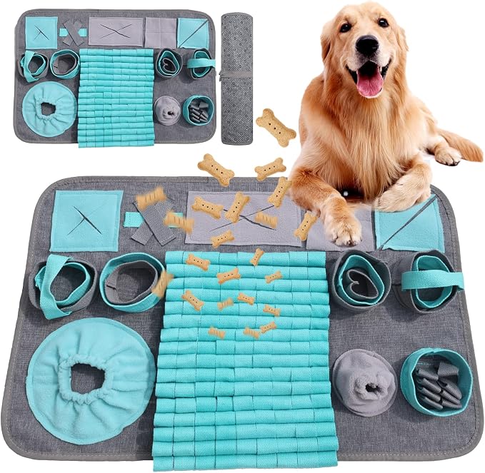 Snuffle Mat for Dogs, Pet Snuffle Mat for Small and Medium Dogs, Interactive Sniff Mat Feeding Mat for Puppies, Slow Feeder Dog Treat Mat for Training and Stress Relief by Unknown