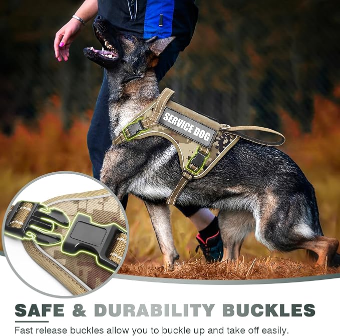 Tactical Dog Harness, No Pull Dog Harness for Medium Large Dogs with Handle & Molle, Military Service Dog Vest Harness in Training Pet Harness for Small Dogs - Image 6