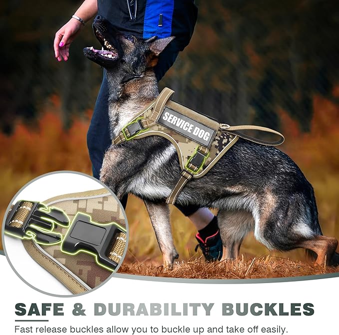 Tactical Dog Harness, No Pull Dog Harness for Medium Large Dogs with Handle & Molle, Military Service Dog Vest Harness in Training Pet Harness for Small Dogs - Image 5