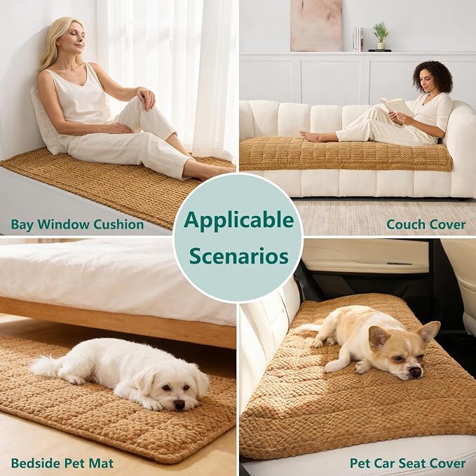Waterproof Sofa Covers for Pets, Non Slip Fuzzy Couch Cover, Dog Furniture Bed Protector, Soft Plush Sofa Slipcover (Brown, 29"x83") - Image 4