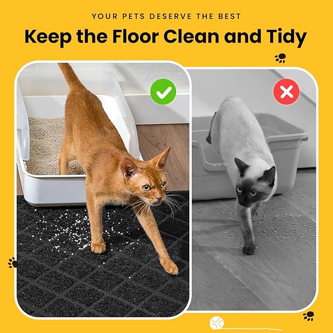 Conlun Cat Litter Mat Litter Trapping Mat, Black Premium Durable PVC Grid Mesh with Scatter Control, Non-slip, Less Waste Cat Litter Box Mat, Soft on Kitty’s Paws, Urine Waterproof 47" x 35" - Image 4