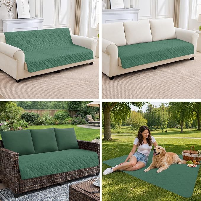 PAWFINITY Waterproof Bed Cover for Dogs, Pet Blanket for Mattress Washable | Paw Print Quilted, Hair Resistant, Anti Cat Scratch, Pee Proof Furniture Protector for Bed, Couch and Sofa, 52x82 Inch, Green - Image 12
