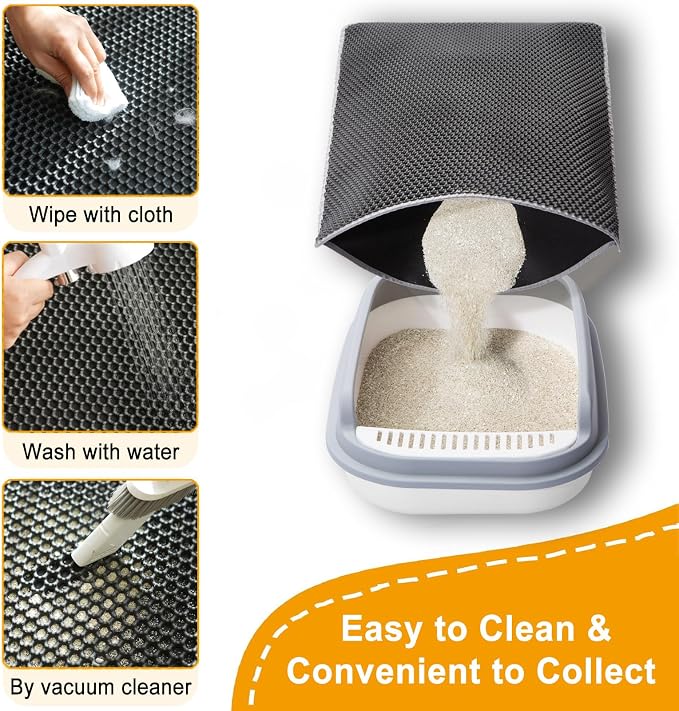 Extra Large Cat Litter Mat, XL 47"x28" Litter Trapping Mat for Cat,Litter Box Matt for indoor, 2 Layer Catcher Rug for Multiple-Pet kitty Litterbox, Waterproof Urine Proof,Clean Easily,Non-Slip - Image 2