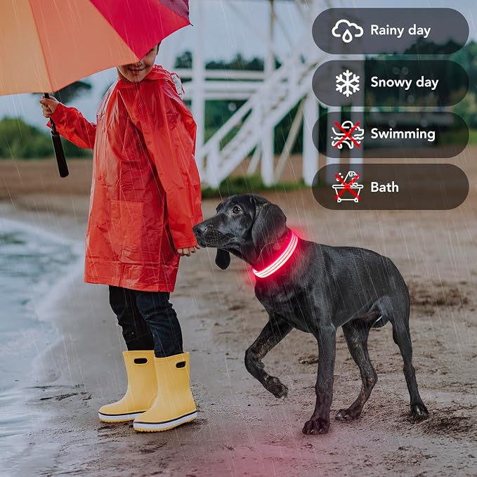 Light Up Dog Collars Rechargeable, Reflective LED Glow Dark Dog Collar for Small Medium Large Dogs, Adjustable Pet Dog Lights for Safe Night Walk-Pink, Large - Image 6