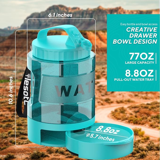 77oz Portable Dog Water Bottle, Large Travel Water Bowls for Dogs Camping Essentials Hiking Park Traveling Beach Walk Accessories, Dog Water Bowl Dispenser with Pull-Out Drinking Bowl, BPA Free - Image 7